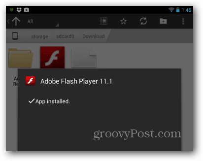 تم تثبيت Android Flash Player