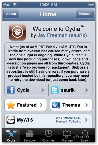 ยินดีต้อนรับสู่ Cydia