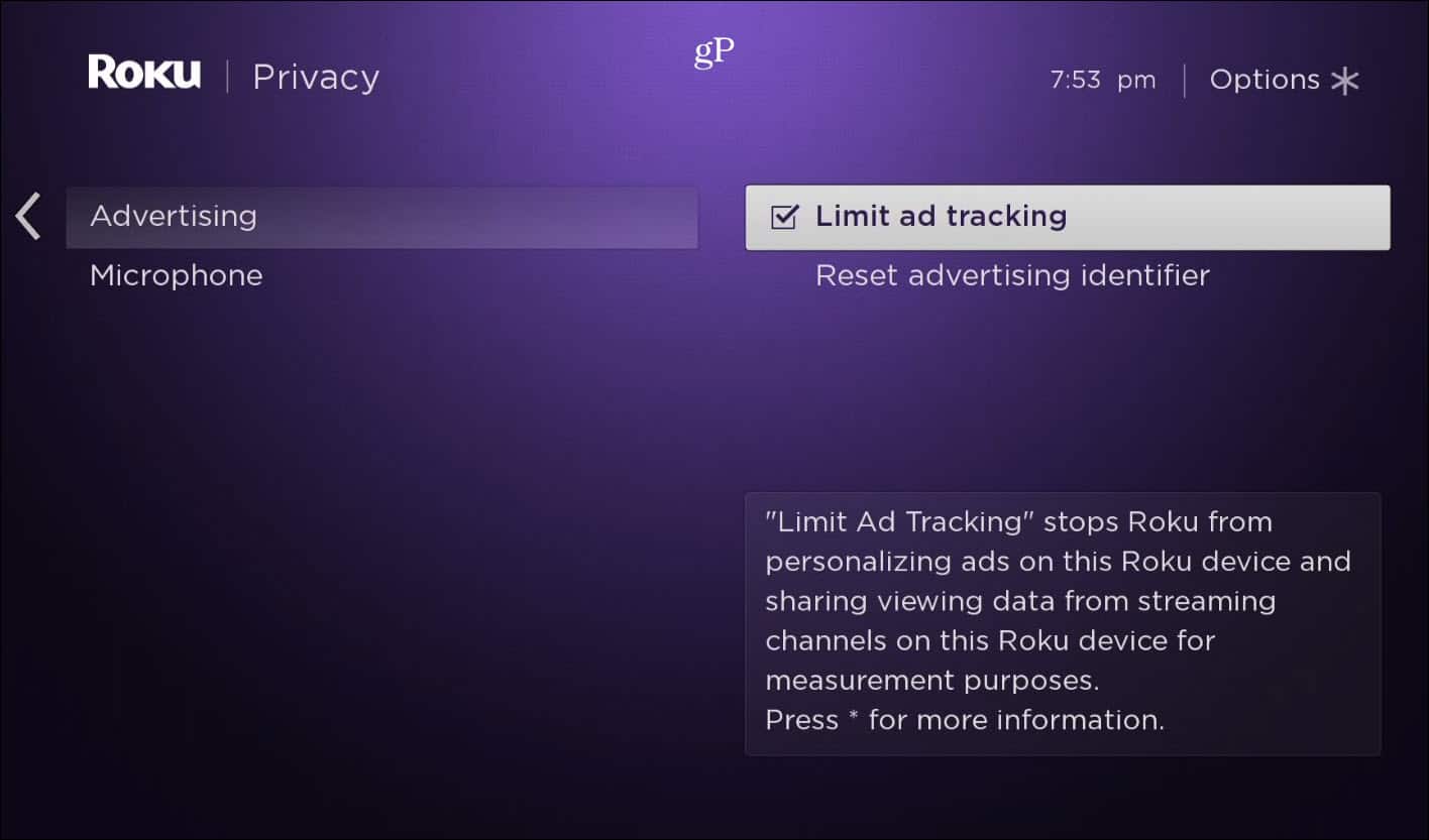 Limitați Roku de urmărire a anunțurilor