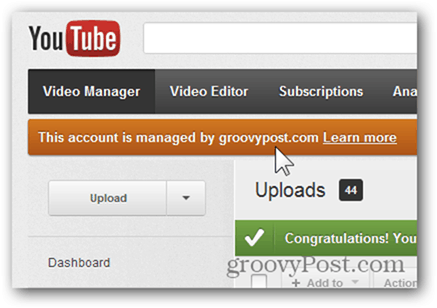 Collega un account YouTube a un nuovo account Google - Conferma - Account gestito di Google Apps