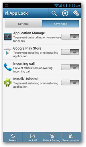 uygulama kilidi gelişmiş