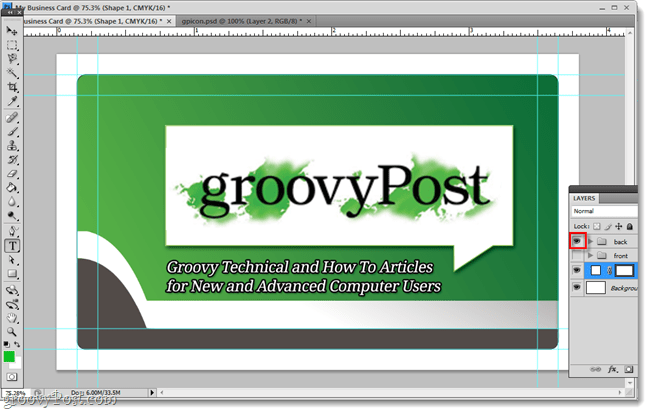 นามบัตร groovy ด้านหลังทำใน photoshop