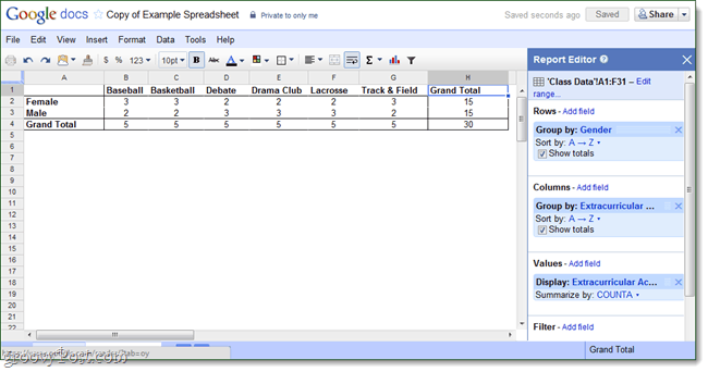 google docs pivottabell skärmdump