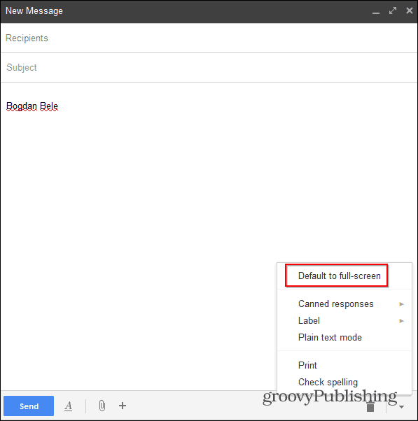 新しいGmail Composeフルスクリーン