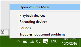 configurações de volume