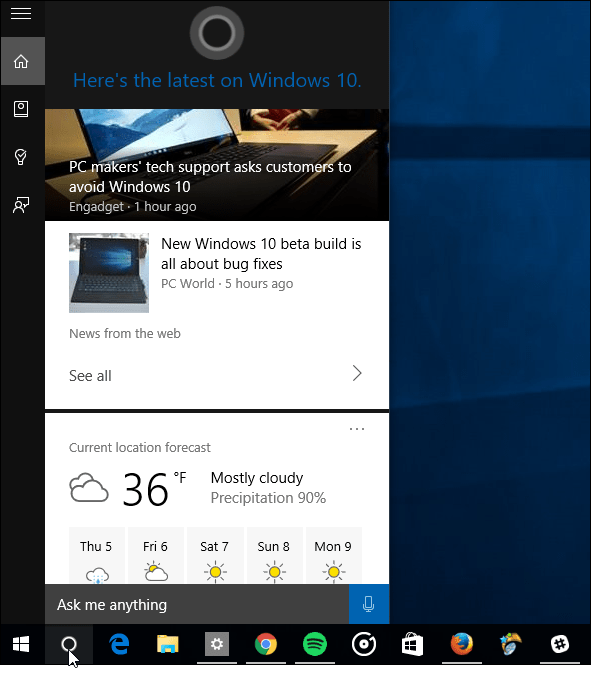 Jak spravovat informační karty Cortana v systému Windows 10