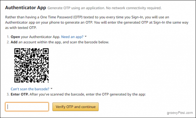Lietotnes Amazon Authenticator iestatīšana