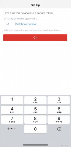 Ievadiet savu tālruņa numuru Authy