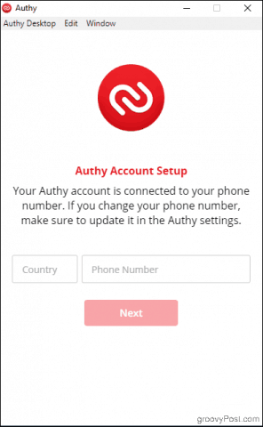 Iestatiet Authy uz darbvirsmas