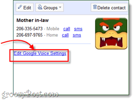 संपर्कों को Google वॉइस सेटिंग संपादित करें