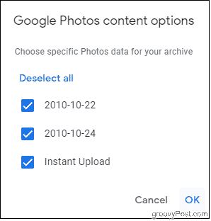 Google-valokuvien sisältöasetukset