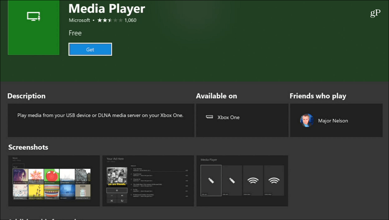 Media Player-App für Xbox One