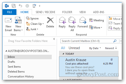 كيفية فتح المرفقات في Outlook 2013 بدون ماوس