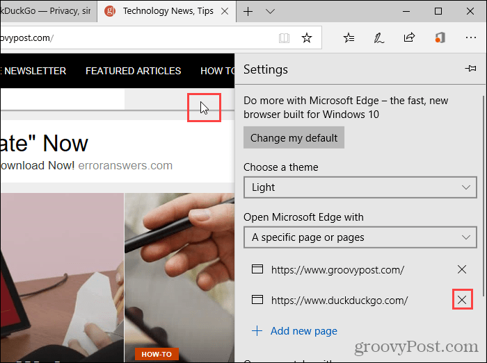 เพิ่ม URL ใน Edge แล้ว