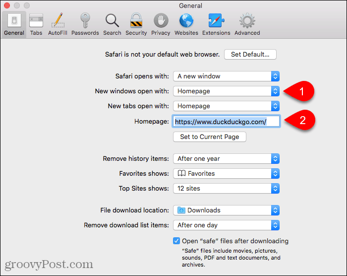 ตั้งโฮมเพจใน Safari บน Mac
