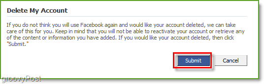 Bevestiging van verwijdering van Facebook-account