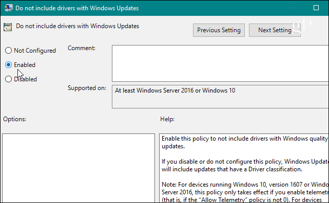 グループポリシーがWindows更新ポリシーを有効にする