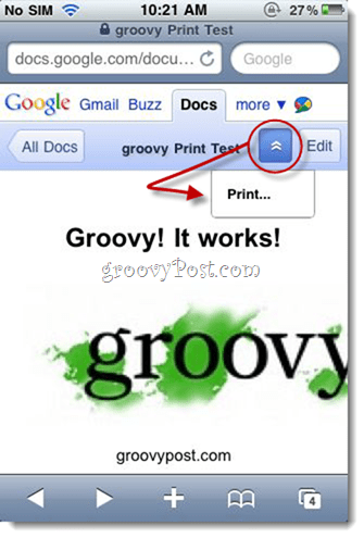 Print Google Docs vanaf de iPhone