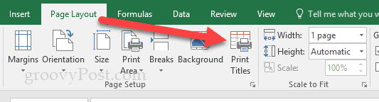 כיצד להדפיס שורות כותרות ב- Excel 2016