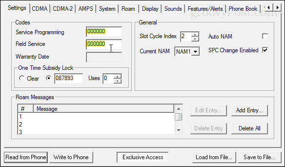 codes de service définis sur 000000