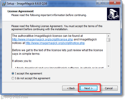 основна екранна настройка на imagemagick за Windows