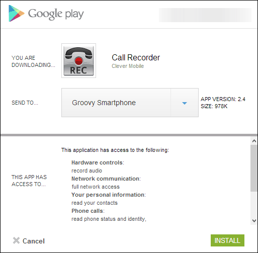 Aplicación de Android Call Recorder