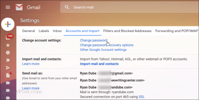 reimpostare la password di Gmail