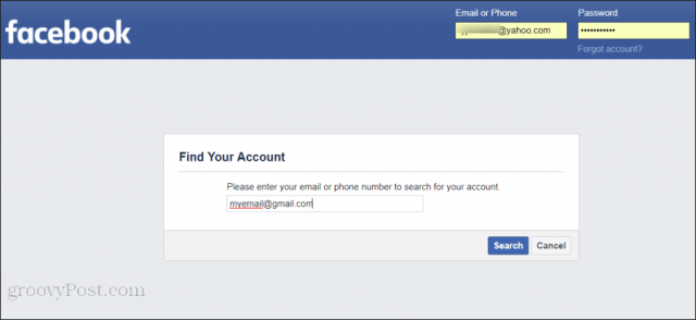 reimpostare la password di Facebook