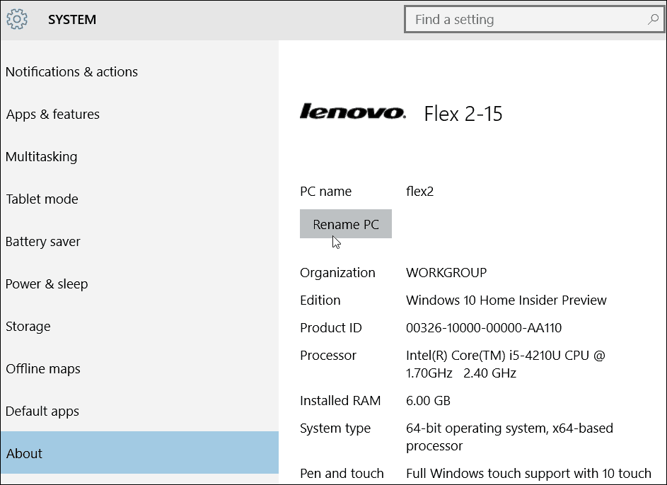 Lenovo Μετονομασία