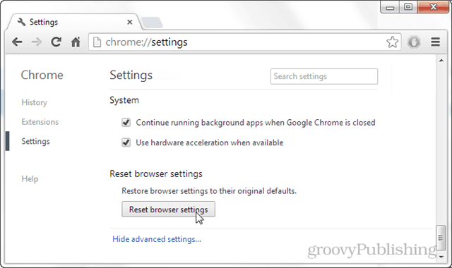 ripristinare le impostazioni del browser ripristinare le impostazioni del browser