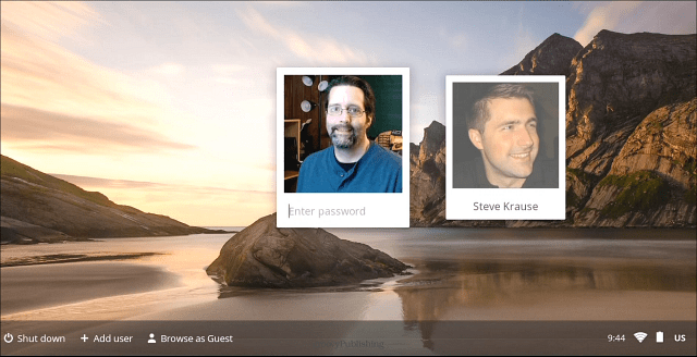 Pantalla de inicio de sesión de Chromebook
