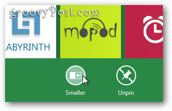 Metro App Fayans Windows 8 Küçük Boyutlandırmak