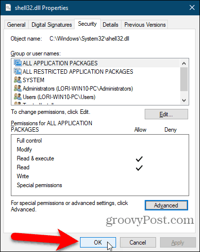 Luk dialogboksen Egenskaber i Windows