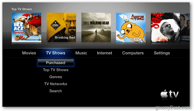 Menu principal Apple TV 2