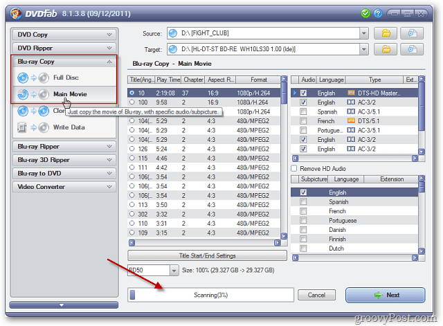 DVDFab Numérisation Blu-ray