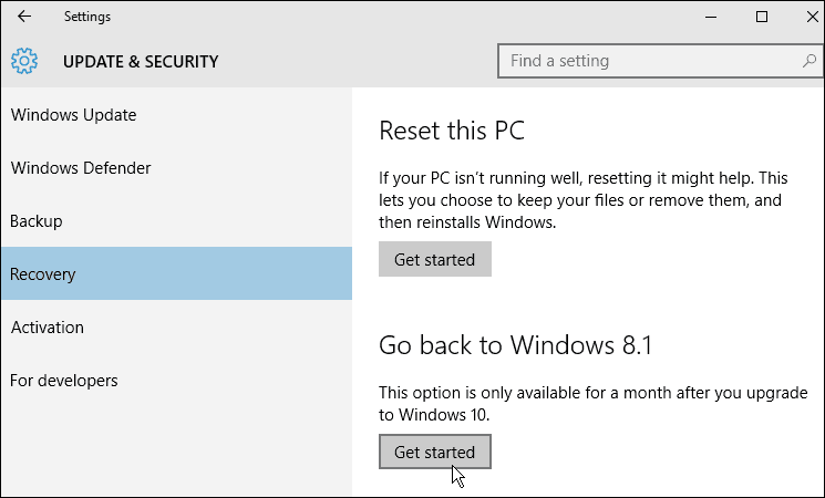 Wiederherstellung von Windows 10