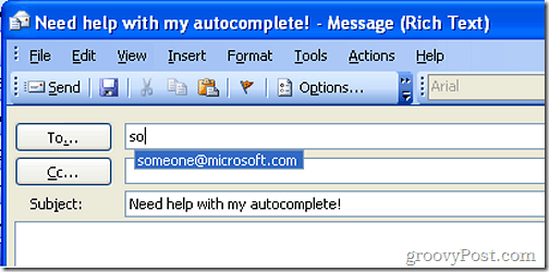 Speichern und Wiederherstellen von AutoVervollständigen in Outlook 2003