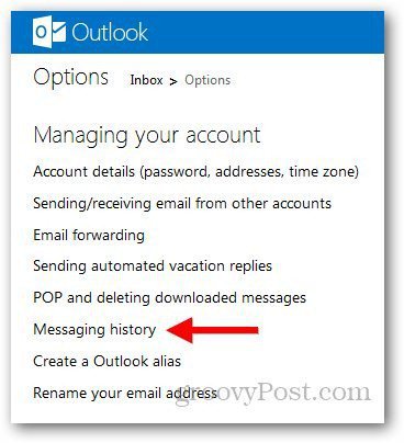 Outlook-viestihistoria 2