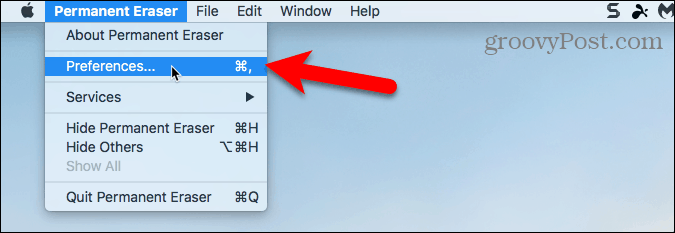 Prejdite na Permanent Eraser> Preferences