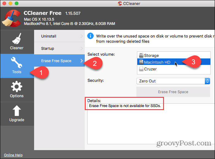 Effacer l'espace libre dans CCleaner