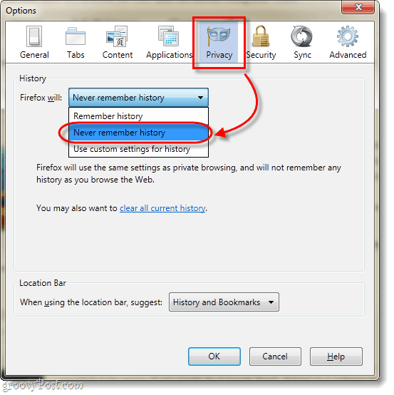 Фирефок 4 никада не памти историју