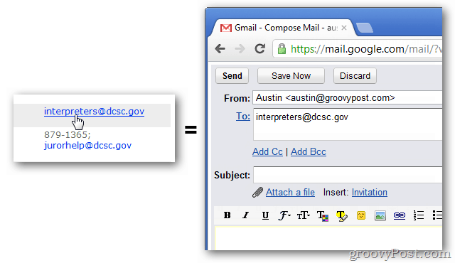 Haga clic en enlaces de correo electrónico y redacte automáticamente un nuevo mensaje en Gmail