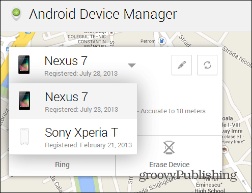 أجهزة واجهة الويب الخاصة بـ Android Device Manager