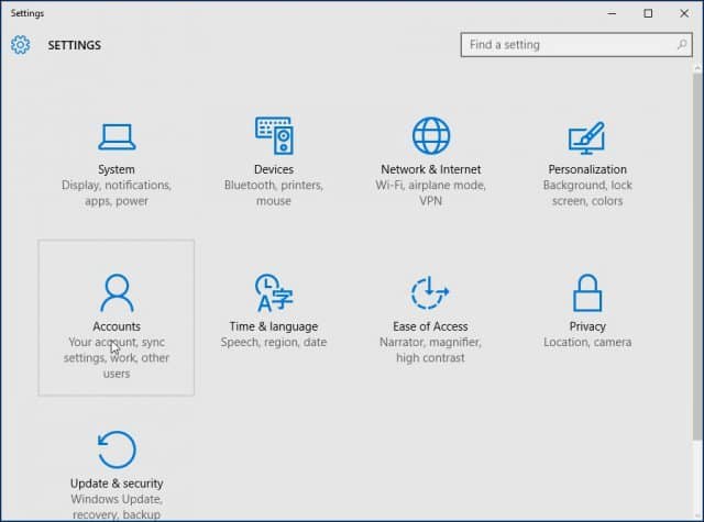 Configuración de cuentas