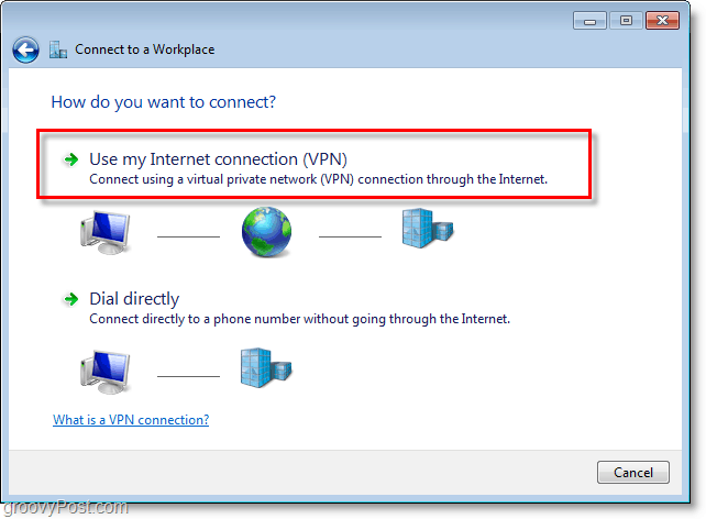 ใช้การเชื่อมต่ออินเทอร์เน็ตของฉัน VPN ใน windows 7