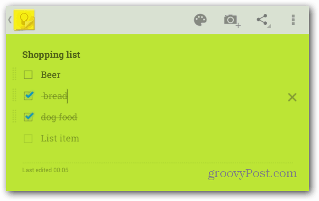 Google Keep-Einkaufsliste Google Keep-Einkaufsliste