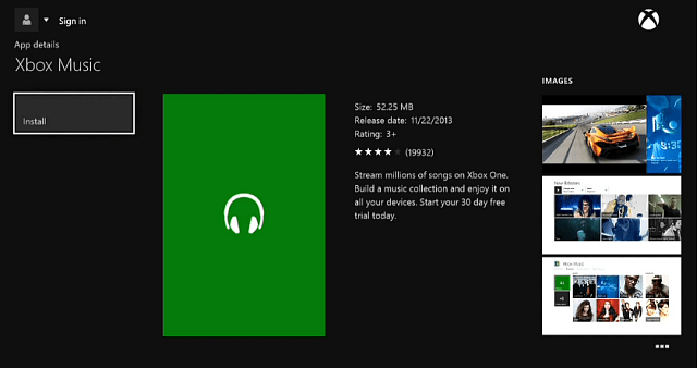 Aplicația Xbox Music