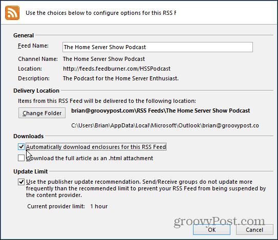 خيارات تغذية RSS