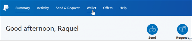 Fai clic sulla scheda Portafoglio in PayPal