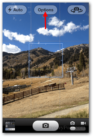 Tomar una foto panorámica del iPhone iOS: pulse Opciones